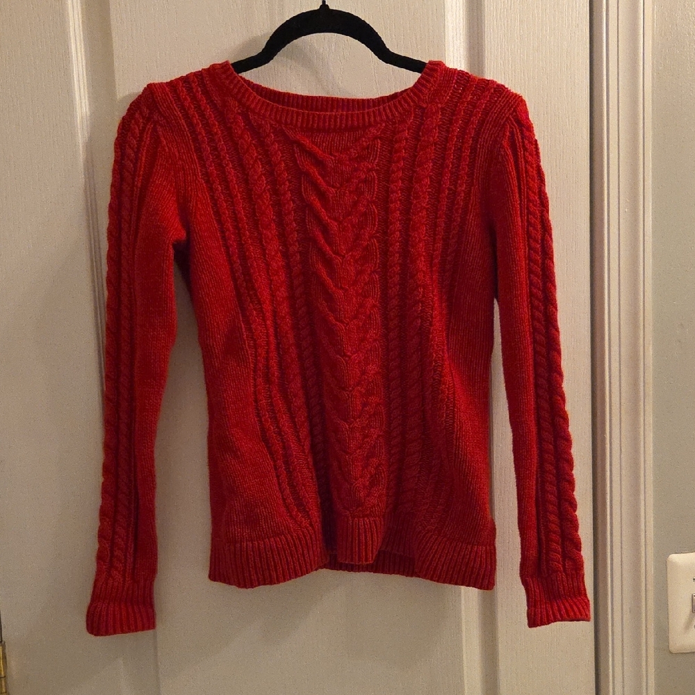 Old Navy Red Cable Knit Sweater - Picture 1 of 4